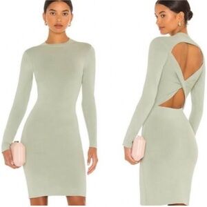 Alice and Olivia (A+O) sage long sleeve bodycon dress